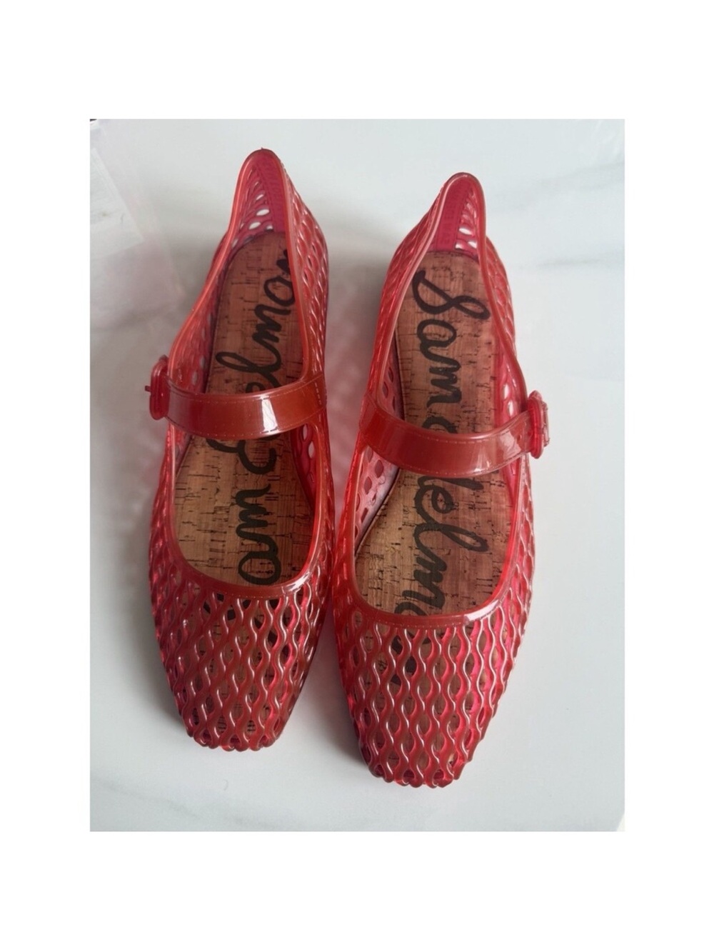 Sam Edelman Women’s Mary Jane Flats Size 9 Red Round Toe Buckle Strap